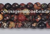 COB676 15.5 inches 4mm faceted round red snowflake obsidian beads