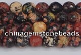 COB677 15.5 inches 6mm faceted round red snowflake obsidian beads