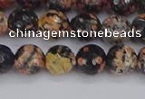 COB678 15.5 inches 8mm faceted round red snowflake obsidian beads