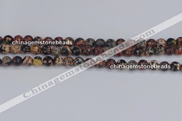 COB678 15.5 inches 8mm faceted round red snowflake obsidian beads