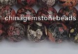 COB680 15.5 inches 12mm faceted round red snowflake obsidian beads