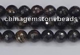 COB684 15.5 inches 4mm faceted round golden black obsidian beads
