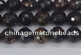 COB685 15.5 inches 6mm faceted round golden black obsidian beads