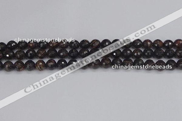 COB686 15.5 inches 8mm faceted round golden black obsidian beads