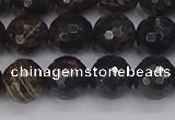 COB687 15.5 inches 10mm faceted round golden black obsidian beads