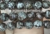 COB690 15.5 inches 4mm faceted round Chinese snowflake obsidian beads