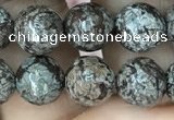 COB692 15.5 inches 8mm faceted round Chinese snowflake obsidian beads