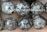 COB693 15.5 inches 10mm faceted round Chinese snowflake obsidian beads