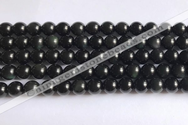 COB722 15.5 inches 8mm round black obsidian gemstone beads