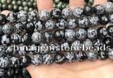 COB762 15.5 inches 12mm round snowflake obsidian beads wholesale