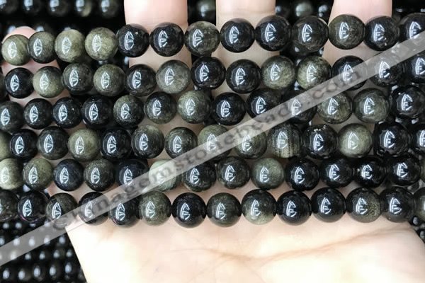 COB767 15.5 inches 8mm round golden obsidian beads wholesale