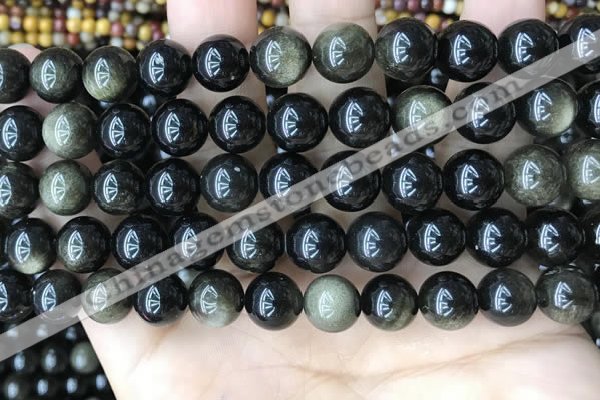 COB768 15.5 inches 10mm round golden obsidian beads wholesale