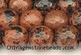 COB776 15 inches 8mm faceted round mahogany obsidian beads