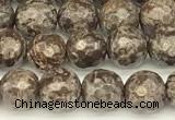 COB780 15 inches 6mm faceted round Chinese snowflake obsidian beads