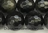 COB787 15 inches 10mm faceted round golden obsidian beads