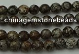 COB810 15.5 inches 4mm faceted round red snowflake obsidian beads