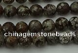 COB811 15.5 inches 6mm faceted round red snowflake obsidian beads