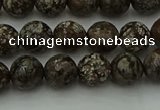 COB812 15.5 inches 8mm faceted round red snowflake obsidian beads