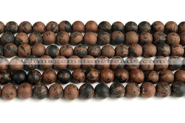 COB822 15 inches 8mm round matte mahogany obsidian beads