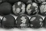 COB827 15 inches 8mm round matte snowflake obsidian beads