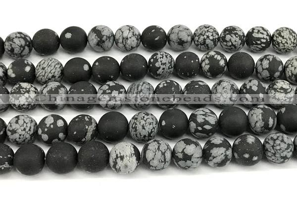 COB829 15 inches 12mm round matte snowflake obsidian beads