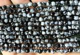COB870 15 inches 4mm faceted round snowflake obsidian beads wholesale