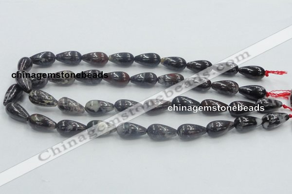 COJ08 15.5 inches 10*20mm teardrop blood jasper gemstone beads