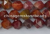 COJ1001 15.5 inches 6mm faceted nuggets red porcelain jasper beads