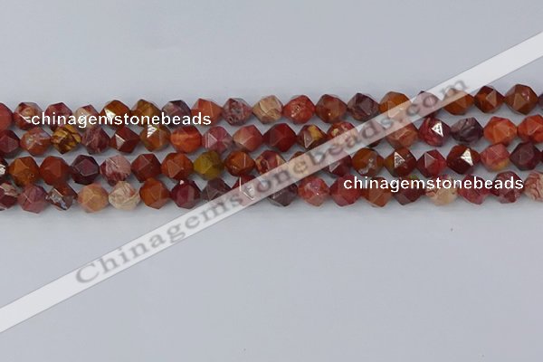 COJ1001 15.5 inches 6mm faceted nuggets red porcelain jasper beads