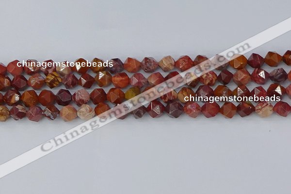 COJ1002 15.5 inches 8mm faceted nuggets red porcelain jasper beads