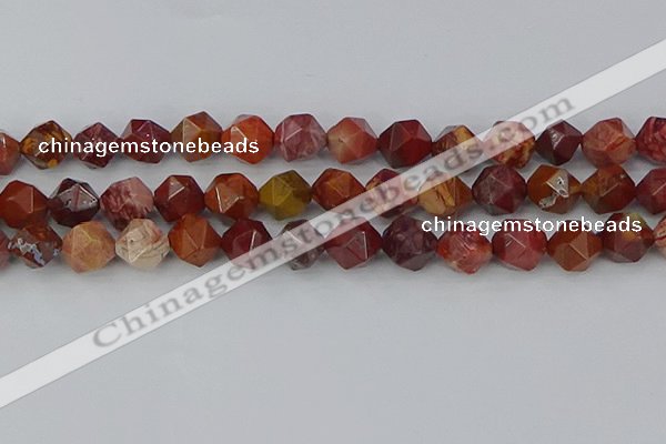 COJ1004 15.5 inches 12mm faceted nuggets red porcelain jasper beads