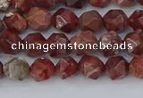 COJ1006 15.5 inches 6mm faceted nuggets pomegranate jasper beads