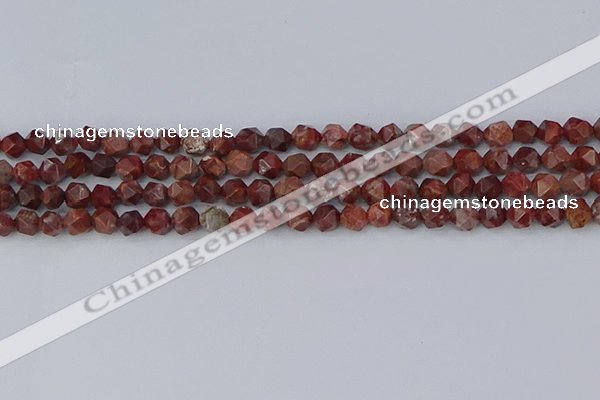 COJ1006 15.5 inches 6mm faceted nuggets pomegranate jasper beads