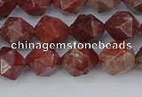 COJ1007 15.5 inches 8mm faceted nuggets pomegranate jasper beads