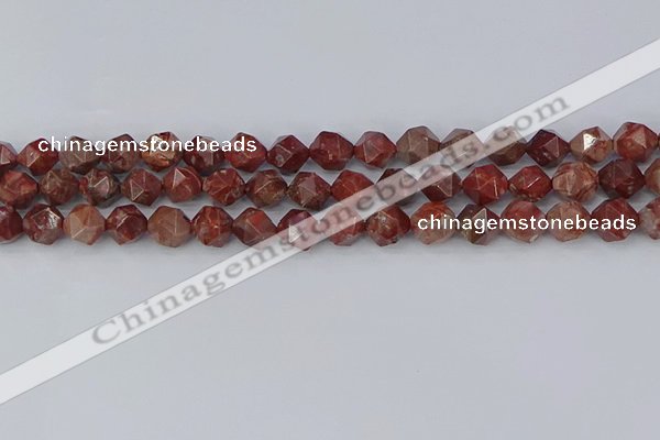 COJ1007 15.5 inches 8mm faceted nuggets pomegranate jasper beads