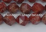 COJ1008 15.5 inches 10mm faceted nuggets pomegranate jasper beads