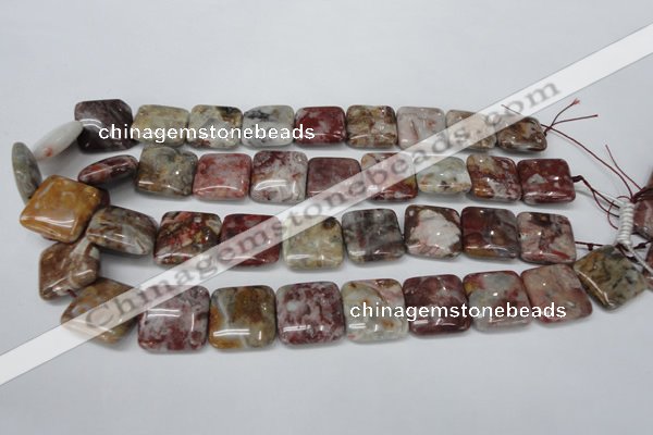 COJ216 15.5 inches 20*20mm square blood stone beads wholesale