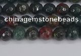 COJ310 15.5 inches 4mm faceted round Indian bloodstone beads