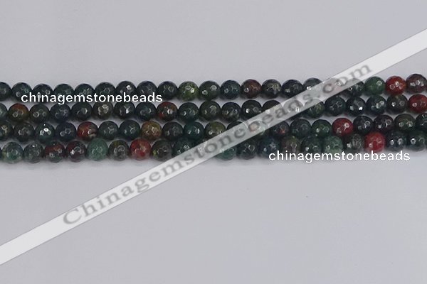 COJ311 15.5 inches 6mm faceted round Indian bloodstone beads