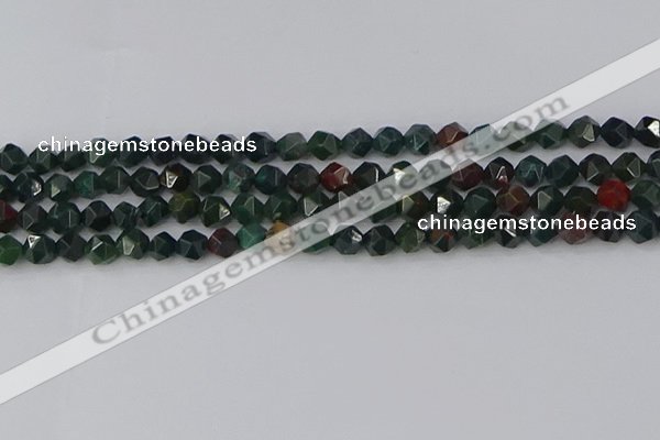 COJ320 15.5 inches 6mm faceted nuggets Indian bloodstone beads