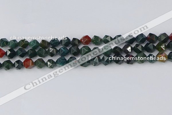 COJ321 15.5 inches 8mm faceted nuggets Indian bloodstone beads