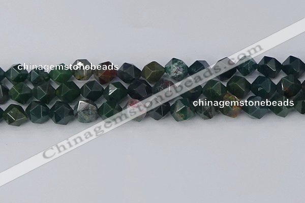 COJ323 15.5 inches 12mm faceted nuggets Indian bloodstone beads