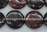 COJ35 15.5 inches 22mm flat round blood jasper gemstone beads