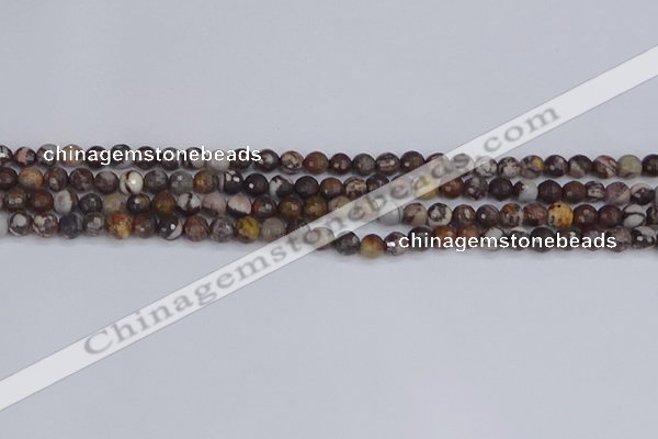 COJ360 15.5 inches 4mm faceted round outback jasper beads