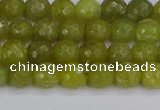 COJ409 15.5 inches 6mm faceted round olive jade beads