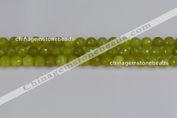 COJ411 15.5 inches 10mm faceted round olive jade beads