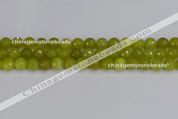 COJ412 15.5 inches 12mm faceted round olive jade beads