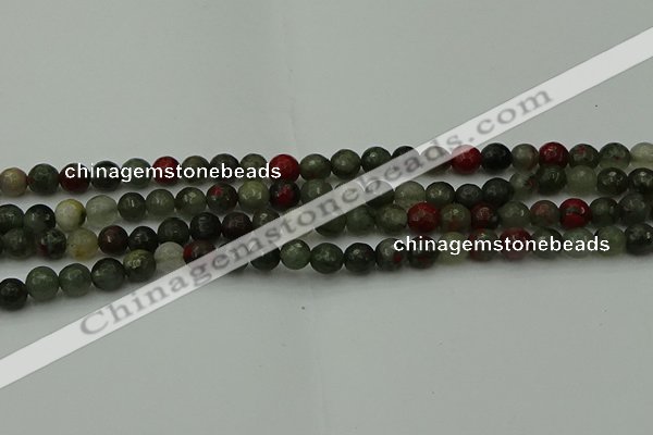 COJ461 15.5 inches 6mm faceted round blood jasper beads wholesale