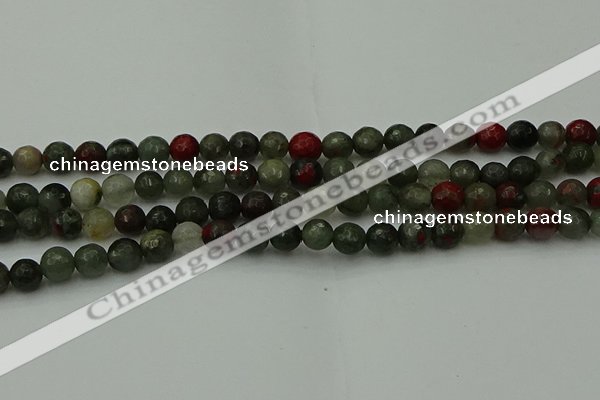 COJ462 15.5 inches 8mm faceted round blood jasper beads wholesale