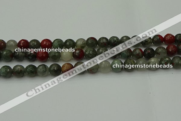 COJ464 15.5 inches 12mm faceted round blood jasper beads wholesale